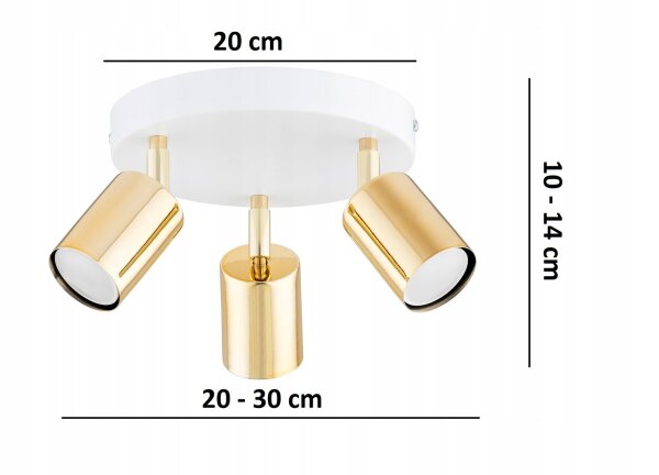 Deckenspot flexibel Weiß Gold GU10 Ø20 cm blendarm