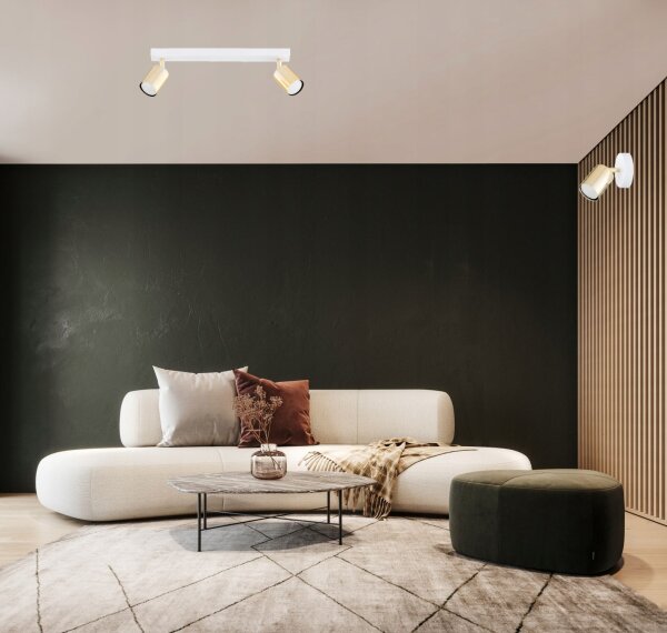 Deckenspot schwenkbar Weiß Gold GU10 40 cm Modern