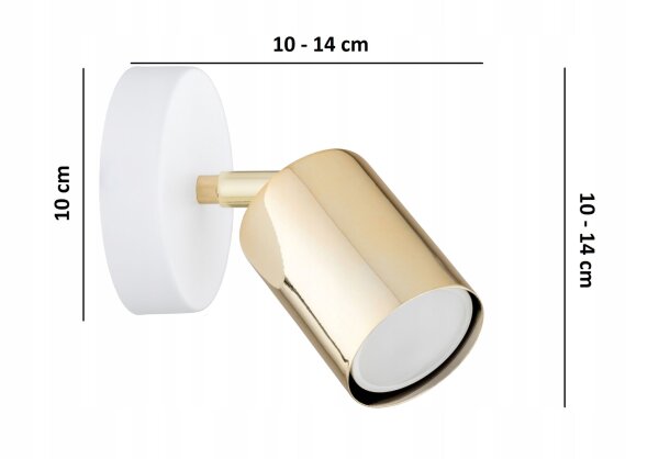 Wandspot schwenkbar Weiß Gold GU10 H:15 cm dekorativ