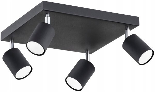 Deckenspot 4-flammig Schwarz Metall GU10 B:30 cm Modern