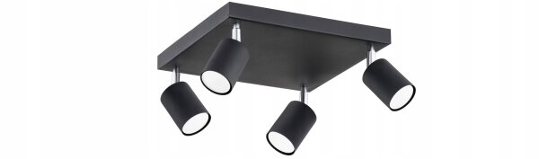 Deckenspot 4-flammig Schwarz Metall GU10 B:30 cm Modern