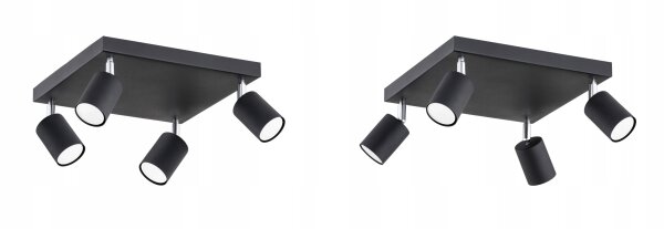 Deckenspot 4-flammig Schwarz Metall GU10 B:30 cm Modern