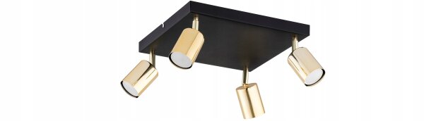Deckenspot Schwarz Gold Metall GU10 B:30 cm dekorativ