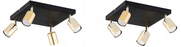 Deckenspot Schwarz Gold Metall GU10 B:30 cm dekorativ