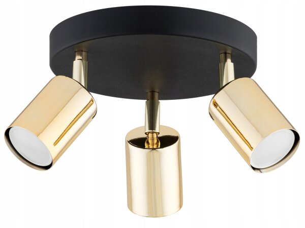 Deckenspot verstellbar Schwarz Gold Metall GU10 B:20 cm