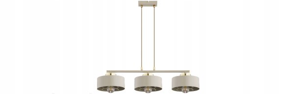 Pendelleuchte 3-flammig Beige Gold Metall E27 L:70 cm
