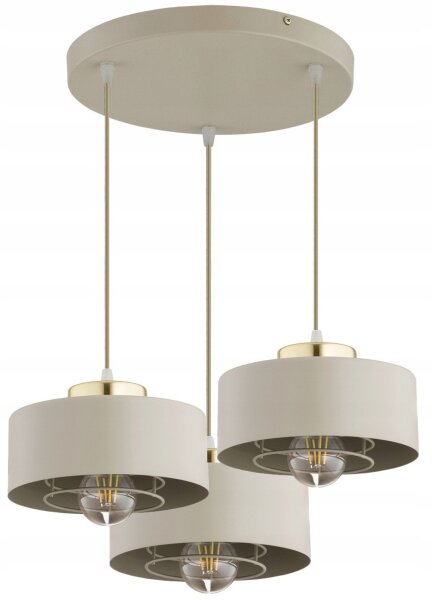 Pendelleuchte 3-flammig Beige Gold E27 B:30 cm Metall