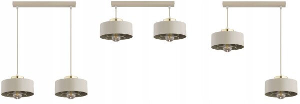 Hängelampe 2-flammig Beige Gold E27 L:40 cm Modern