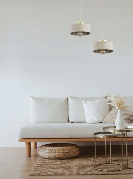 Hängelampe 2-flammig Beige Gold E27 L:40 cm Modern