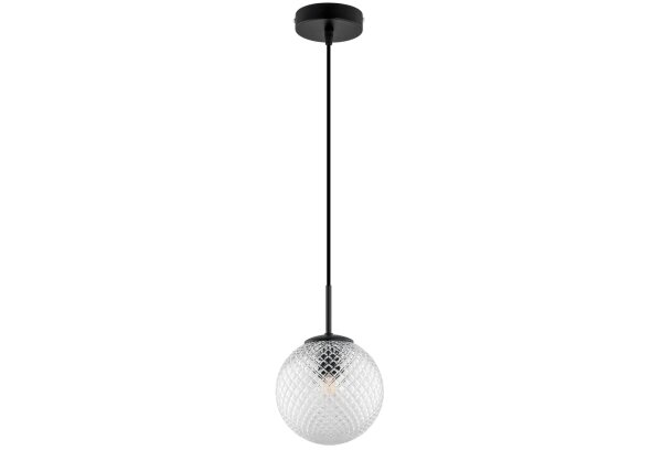 Pendelleuchte Retro Glas Schwarz Klar E27 B:15 cm rund