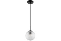 Pendelleuchte Retro Glas Schwarz Klar E27 B:15 cm rund