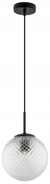 Hängelampe Glasschirm Schwarz Metall E27 B:20 cm Retro