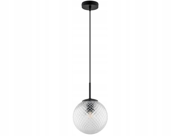 Hängelampe Glasschirm Schwarz Metall E27 B:20 cm Retro