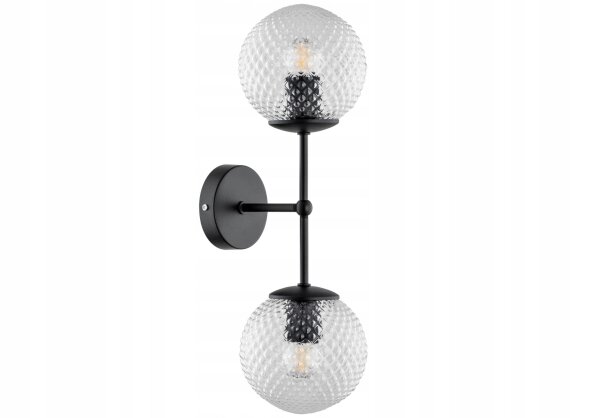 Wandlampe Up Down 2-flammig Glas Schwarz E27 H:40 cm