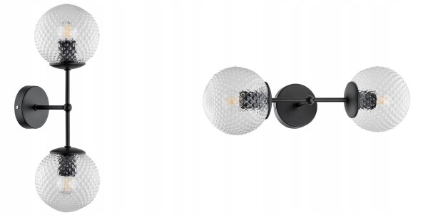 Wandlampe Up Down 2-flammig Glas Schwarz E27 H:40 cm