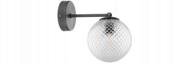 Wandlampe Glasschirm Metall Schwarz E27 B:15 cm Retro