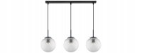 Pendelleuchte Glas Metall Schwarz 3-flammig E27 L:60 cm