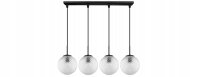 Pendelleuchte Schwarz Glas Metall 4-flammig E27 L:60 cm