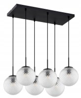 Hängelampe 6-flammig Metall Glas Schwarz E27 60 cm