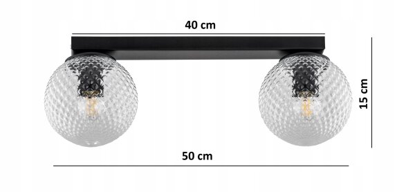 Deckenleuchte 2-flammig Glas Metall E27 40 cm lang