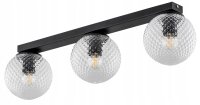 Deckenleuchte 3-flammig Glas Metall Schwarz E27 L:60 cm