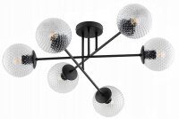 Deckenleuchte 6-flammig Glas Kugel Metall E27 L:70 cm