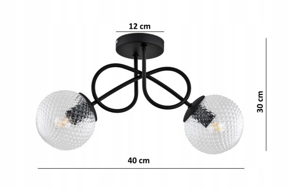 Deckenleuchte Metall Glas E27 L:40 cm 2-flammig Retro
