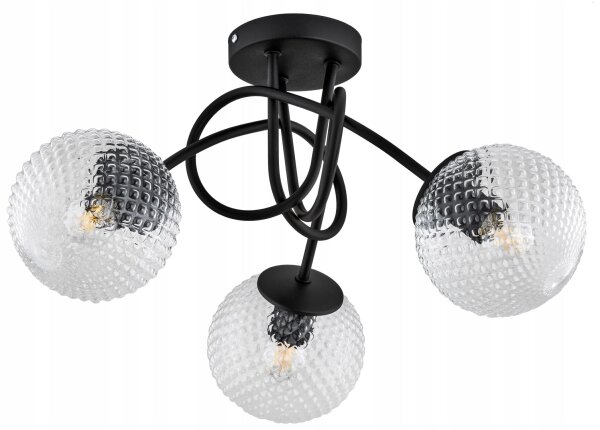 Deckenleuchte 3-flammig Glas Kugel Metall E27 L:50 cm