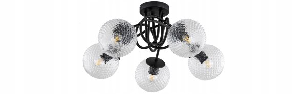 Deckenleuchte 5-flammig Kugel Glas Metall E27 L:50 cm