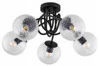 Deckenleuchte 5-flammig Kugel Glas Metall E27 L:50 cm