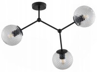 Deckenleuchte Glas Metall Schwarz 3-flammig E27 L:60 cm