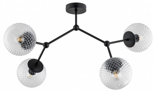 Deckenleuchte 4-flammig Metall Glas E27 L:70 cm Retro