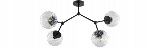 Deckenleuchte 4-flammig Metall Glas E27 L:70 cm Retro