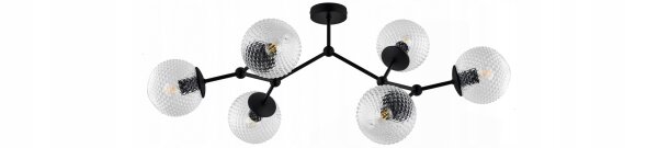 Deckenleuchte 6-flammig Metall Glas E27 L:80 cm Retro
