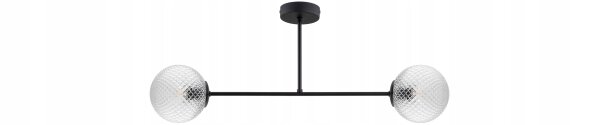 Deckenleuchte Metall Glas Schwarz 2-flammig E27 L:70 cm