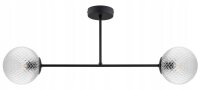 Deckenleuchte Metall Glas Schwarz 2-flammig E27 L:70 cm