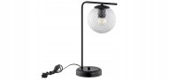 Tischlampe Glas Metall Schwarz E27 H:38 cm wohnlich