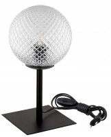 Tischlampe Glas Schirm Metall Schwarz E27 H:35 cm Retro