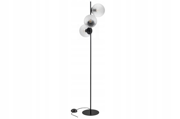Stehleuchte Glas Metall Schwarz 3-flammig E27 160 cm