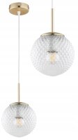 Pendelleuchte Retro Glas Metall Gold E27 B:15 cm Retro