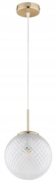 Pendelleuchte Retro Glas Metall Gold E27 B:18 cm Retro