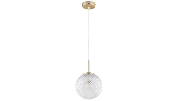 Pendelleuchte Retro Glas Metall Gold E27 B:18 cm Retro