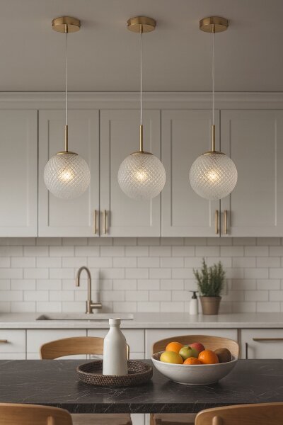 Pendelleuchte Retro Glas Metall Gold E27 B:20 cm Retro
