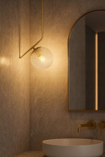 Hängelampe Retro Schirm Glas Metall Gold E27 B:15 cm
