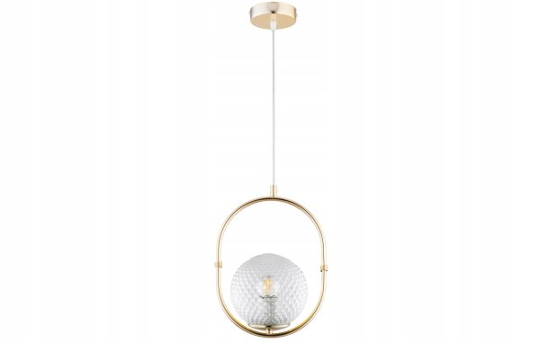 Pendelleuchte Glasschirm Metall Gold Retro E27 B:15 cm