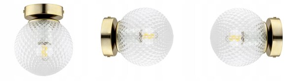 Wandleuchte Retro Glas Schirm Metall Gold E27 L:15 cm