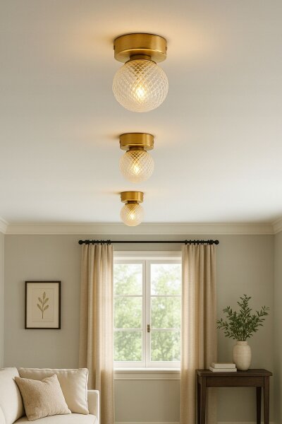 Wandleuchte Retro Glas Schirm Metall Gold E27 L:15 cm