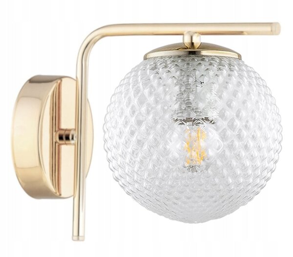 Wandleuchte Glas Schirm Metall Gold E27 T:15 cm Retro