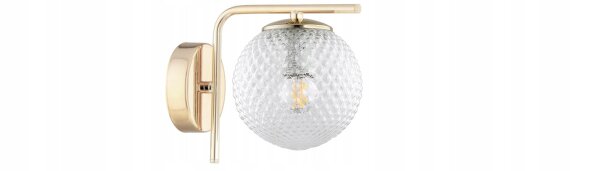 Wandleuchte Glas Schirm Metall Gold E27 T:15 cm Retro