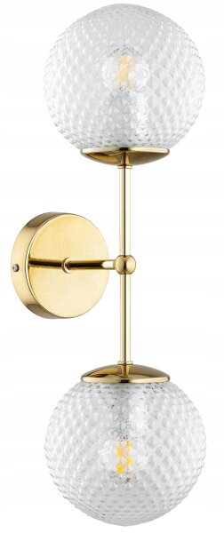 Wandlampe Up Down Retro Glas Metall Gold E27 H:40 cm